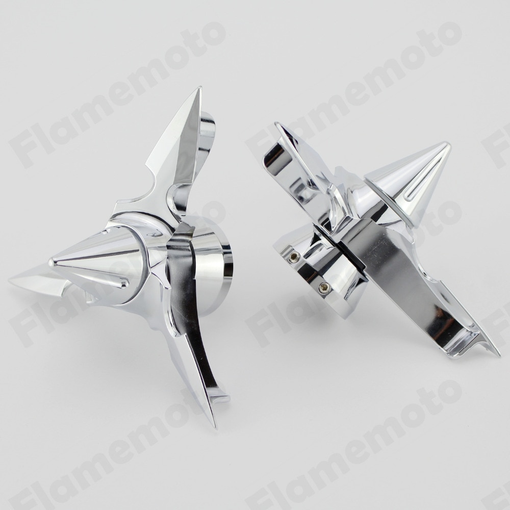 Chrome Spun Blade Spinning Front Axle Cap Nut Cover For Harley Softail Dyna Touring XL XG V Rod VRSC
