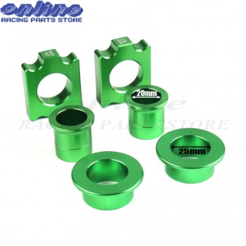 CNC Front Rear Billet Wheel Hub Spacers Chain Adjuster Axle Block for KX125 KX250 KXF250 KXF450 Motorcycle Motorcross Dirt Bike