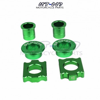 CNC Front amp; Rear Wheel Hub Spacers amp; Rear Axle Blocks Chain Adjuster Fit KX125 KX250 KXF250 KXF450 Free Shipping QXMOTOR Logo