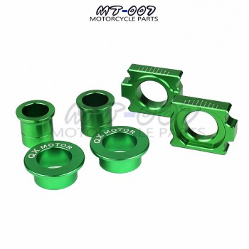 CNC Front amp; Rear Wheel Hub Spacers amp; Rear Axle Blocks Chain Adjuster Fit KX125 KX250 KXF250 KXF450 Free Shipping QXMOTOR Logo