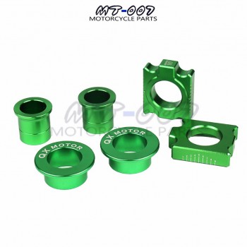CNC Front amp; Rear Wheel Hub Spacers amp; Rear Axle Blocks Chain Adjuster Fit KX125 KX250 KXF250 KXF450 Free Shipping QXMOTOR Logo