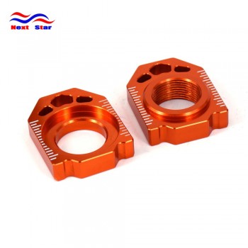 Orange CNC Rear Chain Adjuster Axle Block For KTM SX SXF XC XCF 125 200 250 300 350 450 500 530 2013 2014 2015 2016