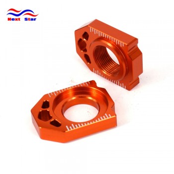 Orange CNC Rear Chain Adjuster Axle Block For KTM SX SXF XC XCF 125 200 250 300 350 450 500 530 2013 2014 2015 2016