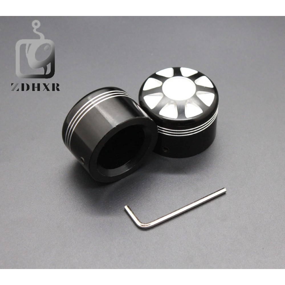 black CNC Edge Cut Front Axle Nut Cover Bolt Kit Aluminum Motorcycle Wheel Cover Bolts Nut For Harley Touring Softail Dyna