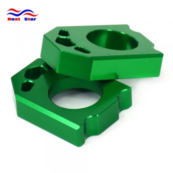 Green CNC Rear Chain Adjuster Axle Block For KAWASAKI KX125 KX250 KX 125 250 03-08 KX250F KX450F 2006-2016 KLX450R