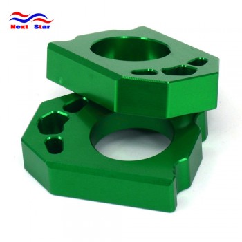 Green CNC Rear Chain Adjuster Axle Block For KAWASAKI KX125 KX250 KX 125 250 03-08 KX250F KX450F 2006-2016 KLX450R