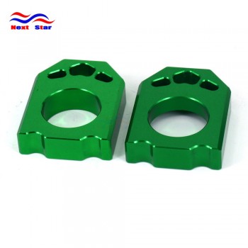 Green CNC Rear Chain Adjuster Axle Block For KAWASAKI KX125 KX250 KX 125 250 03-08 KX250F KX450F 2006-2016 KLX450R