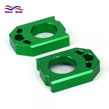 Green CNC Rear Chain Adjuster Axle Block For KAWASAKI KX125 KX250 KX 125 250 03-08 KX250F KX450F 2006-2016 KLX450R