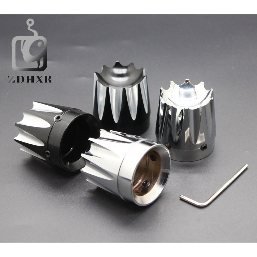 2PCS Black and chrome plating Front Axle Nut Cover Cap For Harley Softail Dyna V-Rod Touring Trike With LOGO