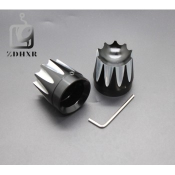 2PCS Black and chrome plating Front Axle Nut Cover Cap For Harley Softail Dyna V-Rod Touring Trike With LOGO