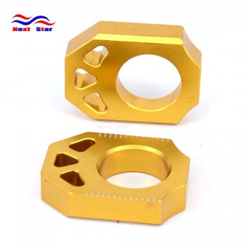 Gold CNC Rear Chain Adjuster Axle Block For SUZUKI RMZ250 RMZ450 RMZ 250 450 05-16 RMX450Z 2010 2011 2012 2013 2014 2015
