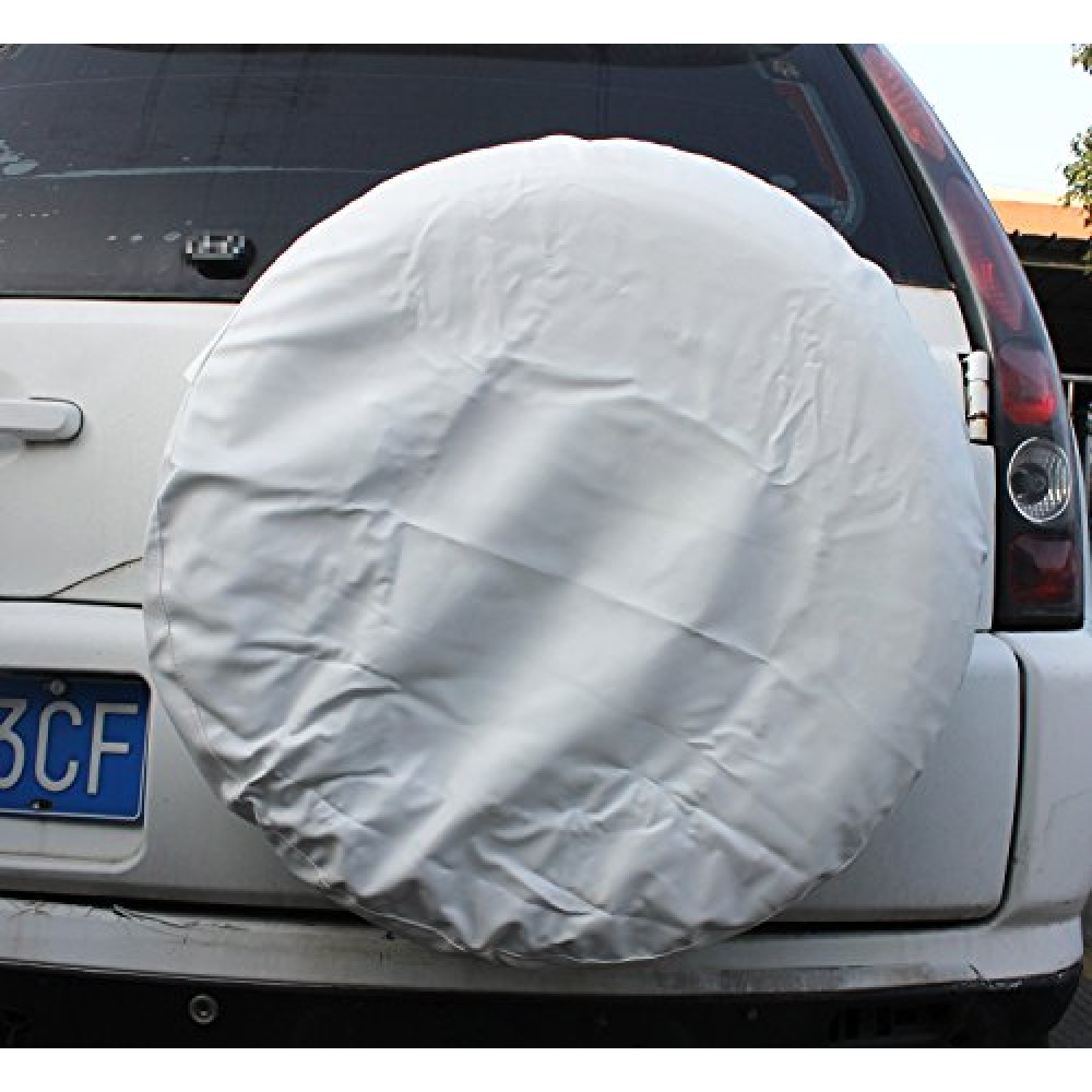 IZTOSS PVC Leather Spare Tire Cover Wheel Tire Cover White with no Logo Universal for Jeep CR-V RV SUV Trailer Truck R16 Tire