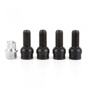 4+1 M14*1.5MM Black Steel Wheel Bolt amp; Lock Lug Nut Set With Key For Audi For VW For  Golf  For Jetta Car Accessories