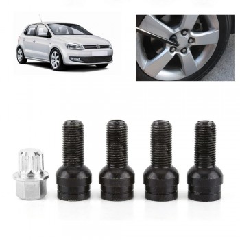 4+1 M14*1.5MM Black Steel Wheel Bolt amp; Lock Lug Nut Set With Key For Audi For VW For  Golf  For Jetta Car Accessories