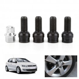 4+1 M14*1.5MM Black Steel Wheel Bolt amp; Lock Lug Nut Set With Key For Audi VW Golf Jetta Car-Styling