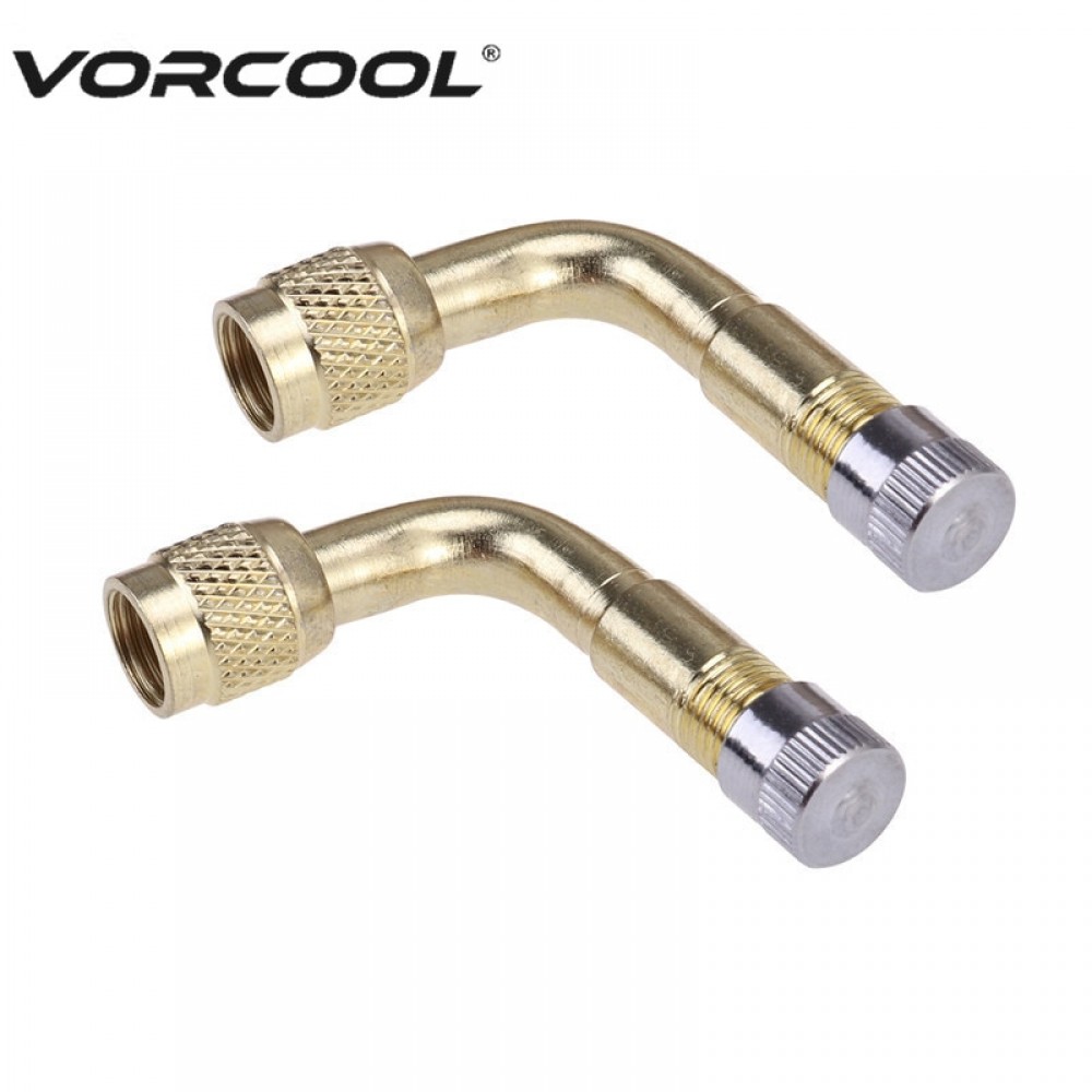 VORCOOL 2Pcs 90 Degree Brass Air Tyre Valve Schrader Valve Stem with Extension Adapter for Car Truck Motorcycle Motor