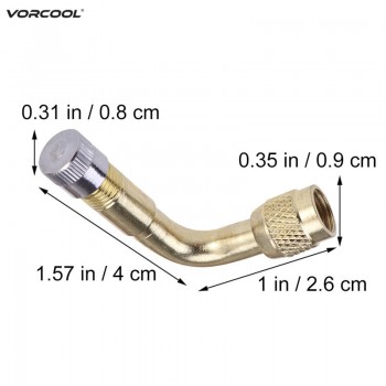 VORCOOL 2Pcs 90 Degree Brass Air Tyre Valve Schrader Valve Stem with Extension Adapter for Car Truck Motorcycle Motor