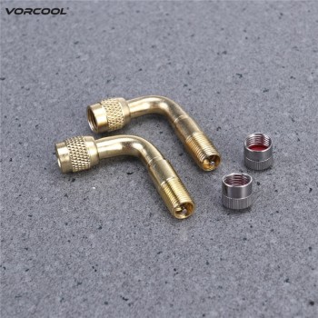 VORCOOL 2Pcs 90 Degree Brass Air Tyre Valve Schrader Valve Stem with Extension Adapter for Car Truck Motorcycle Motor