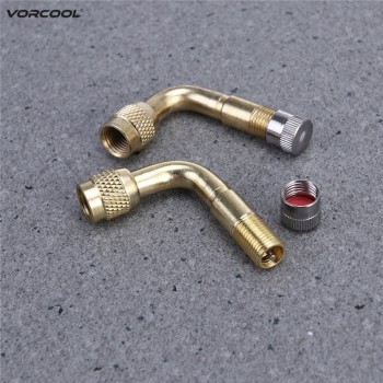 VORCOOL 2Pcs 90 Degree Brass Air Tyre Valve Schrader Valve Stem with Extension Adapter for Car Truck Motorcycle Motor
