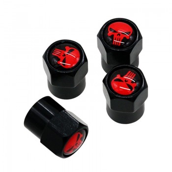 HAUSNN 4Pcs/Pack Car Accessories  Punisher/Skull Logo Sticker Wheel Tire Valve Caps Stem Auto Styling For VW Benz Audi Ford