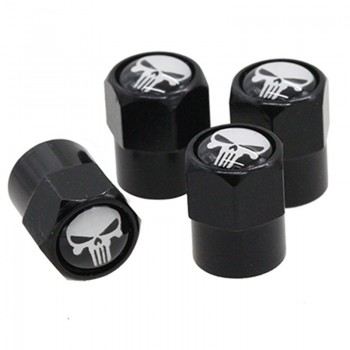 HAUSNN 4Pcs/Pack Car Accessories  Punisher/Skull Logo Sticker Wheel Tire Valve Caps Stem Auto Styling For VW Benz Audi Ford