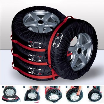 4Pcs/Lot Car Spare Tire Cover Case Polyester Auto Wheel Tires Storage Bags Vehicle Tyre Accessories Dust-proof Protector