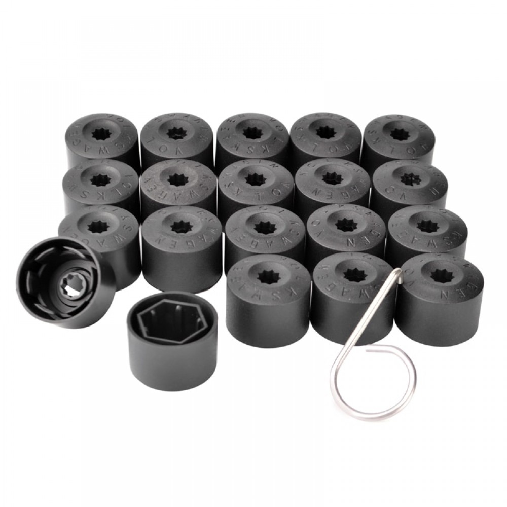 Tire Repair 20Pcs x Black Wheel Nut Bolt Protection Cover Cap 17mm For VW Passat Jetta Polo Golf MK4 Passat Audi Beetle Hub
