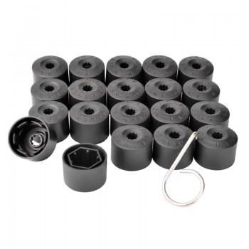 Tire Repair 20Pcs x Black Wheel Nut Bolt Protection Cover Cap 17mm For VW Passat Jetta Polo Golf MK4 Passat Audi Beetle Hub