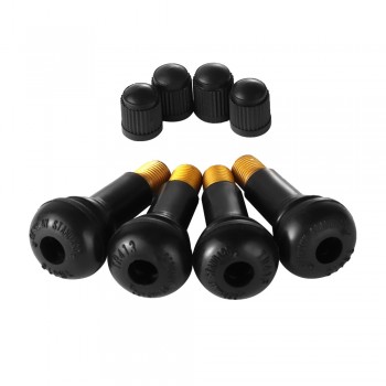 4Pcs/set TR413 Tubeless Car Wheel Tire Valve Stems with Caps  Black Tyre Rubber Valves With Dust Caps