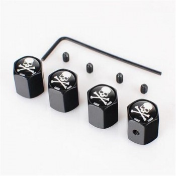 4Pcs/Lot Black Sliver Anti-theft Style Skull  LOGO Tire Valve Cap Cover  for Skull Punisher Tire Caps