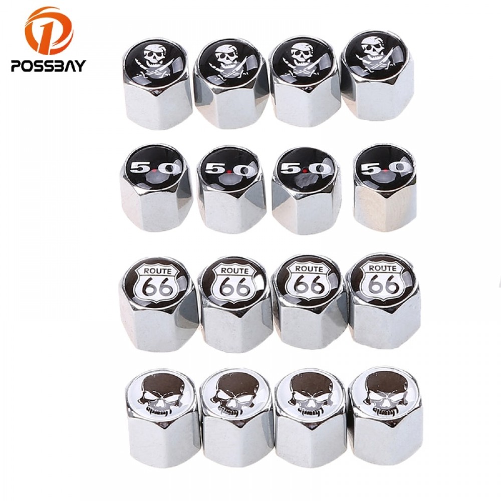 POSSBAY Car Wheel Tire Valve Caps Cover Motorcycle Tyre Wheel Air Valve Stem Cover Dustproof Tire Accessories