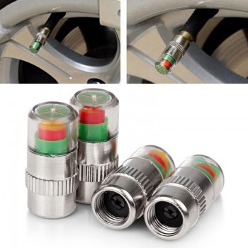 Liplasting 4pcs High Quality Automotive Alert Tire Pressure Cap Detection Monitoring External Valve Visual Warning
