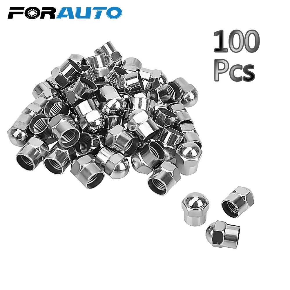100Pcs Car Wheel Tire Valve Stem Cap Tire Accessories Airtight Cover Car Styling Chrome Plated Car Tyre Air Pressure Caps