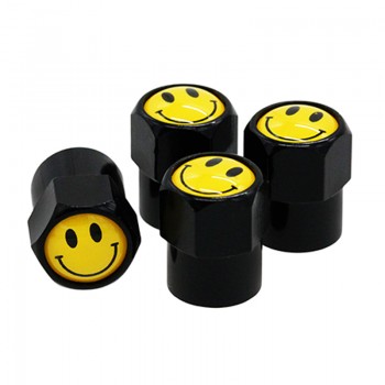 HAUSNN Smile Smiling Face Logo Valve Caps Car Wheel Tires Accessories Stems Covers Auto Styling For Mazda Nissan Honda VW BMW