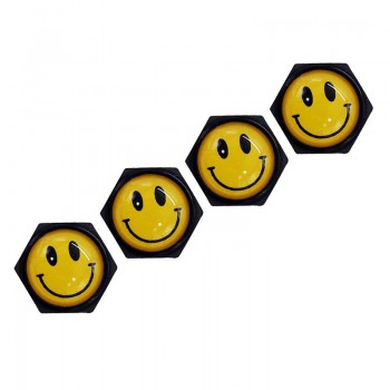 HAUSNN Smile Smiling Face Logo Valve Caps Car Wheel Tires Accessories Stems Covers Auto Styling For Mazda Nissan Honda VW BMW