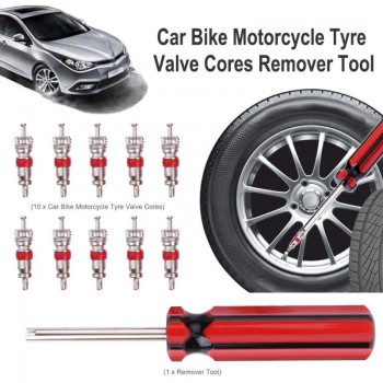 VODOOL 10Pcs Car Tyre Valve Cores Wheel Tire Valve Stem with Remover Tool for Schrader Auto Bike Motorcycle