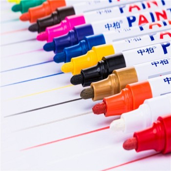 Colors Auto Zhongbai Sp110 Paint Pen Korea DIY Album Black Card Metal Pen Touch Up Tire Lacquer Permanent Oil Marker Pen