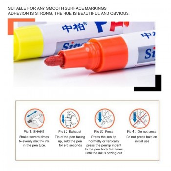 Colors Auto Zhongbai Sp110 Paint Pen Korea DIY Album Black Card Metal Pen Touch Up Tire Lacquer Permanent Oil Marker Pen