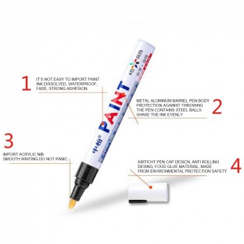 Colors Auto Zhongbai Sp110 Paint Pen Korea DIY Album Black Card Metal Pen Touch Up Tire Lacquer Permanent Oil Marker Pen