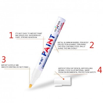 Colors Auto Zhongbai Sp110 Paint Pen Korea DIY Album Black Card Metal Pen Touch Up Tire Lacquer Permanent Oil Marker Pen