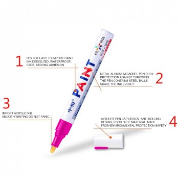 Colors Auto Zhongbai Sp110 Paint Pen Korea DIY Album Black Card Metal Pen Touch Up Tire Lacquer Permanent Oil Marker Pen