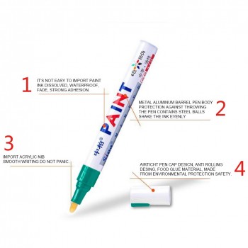 Colors Auto Zhongbai Sp110 Paint Pen Korea DIY Album Black Card Metal Pen Touch Up Tire Lacquer Permanent Oil Marker Pen