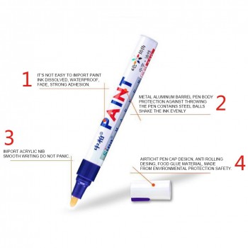 Colors Auto Zhongbai Sp110 Paint Pen Korea DIY Album Black Card Metal Pen Touch Up Tire Lacquer Permanent Oil Marker Pen