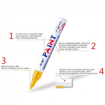 Colors Auto Zhongbai Sp110 Paint Pen Korea DIY Album Black Card Metal Pen Touch Up Tire Lacquer Permanent Oil Marker Pen