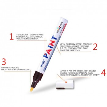 Colors Auto Zhongbai Sp110 Paint Pen Korea DIY Album Black Card Metal Pen Touch Up Tire Lacquer Permanent Oil Marker Pen