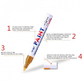 Colors Auto Zhongbai Sp110 Paint Pen Korea DIY Album Black Card Metal Pen Touch Up Tire Lacquer Permanent Oil Marker Pen