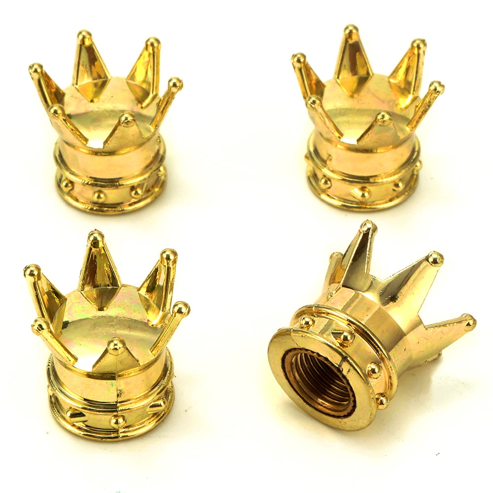4 Pcs/Lot Car Truck Motorcycle Bike Golden Crown Shaped Auto Car Tire Wheel Stem Air Valves Caps Tyres Accessories Free Shipping