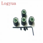 4PCS/lot  Anti-theft Style Green Maple Leaf Logo Car Badge Wheel Tire Valve Cap Tyre Dust Caps For Car