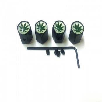 4PCS/lot  Anti-theft Style Green Maple Leaf Logo Car Badge Wheel Tire Valve Cap Tyre Dust Caps For Car