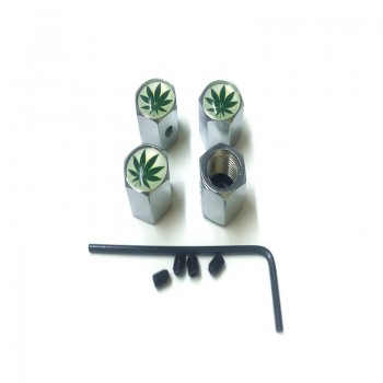 4PCS/lot  Anti-theft Style Green Maple Leaf Logo Car Badge Wheel Tire Valve Cap Tyre Dust Caps For Car